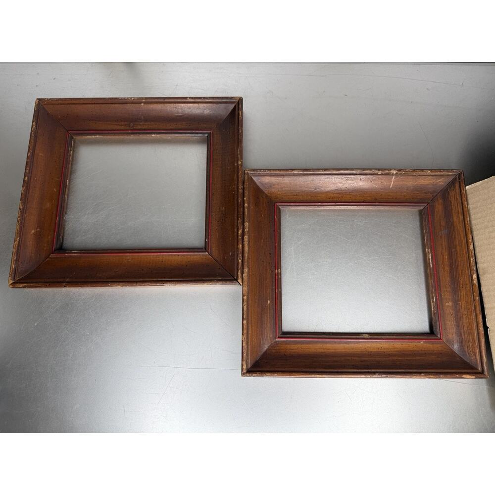 Vintage Set Of 2 Wood Frame 10x11in Distressed Antique Decor
